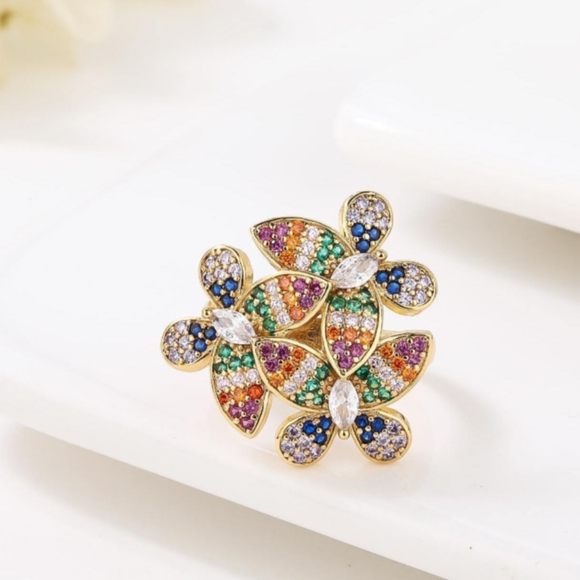 Stunning micro multi gem 'butterfly' ring, open size - Picture 2 of 3